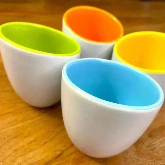Pier 1 Imports angled edge multi-colored espresso dip sauce tea cups set‎ of 4 - Picture 1 of 5